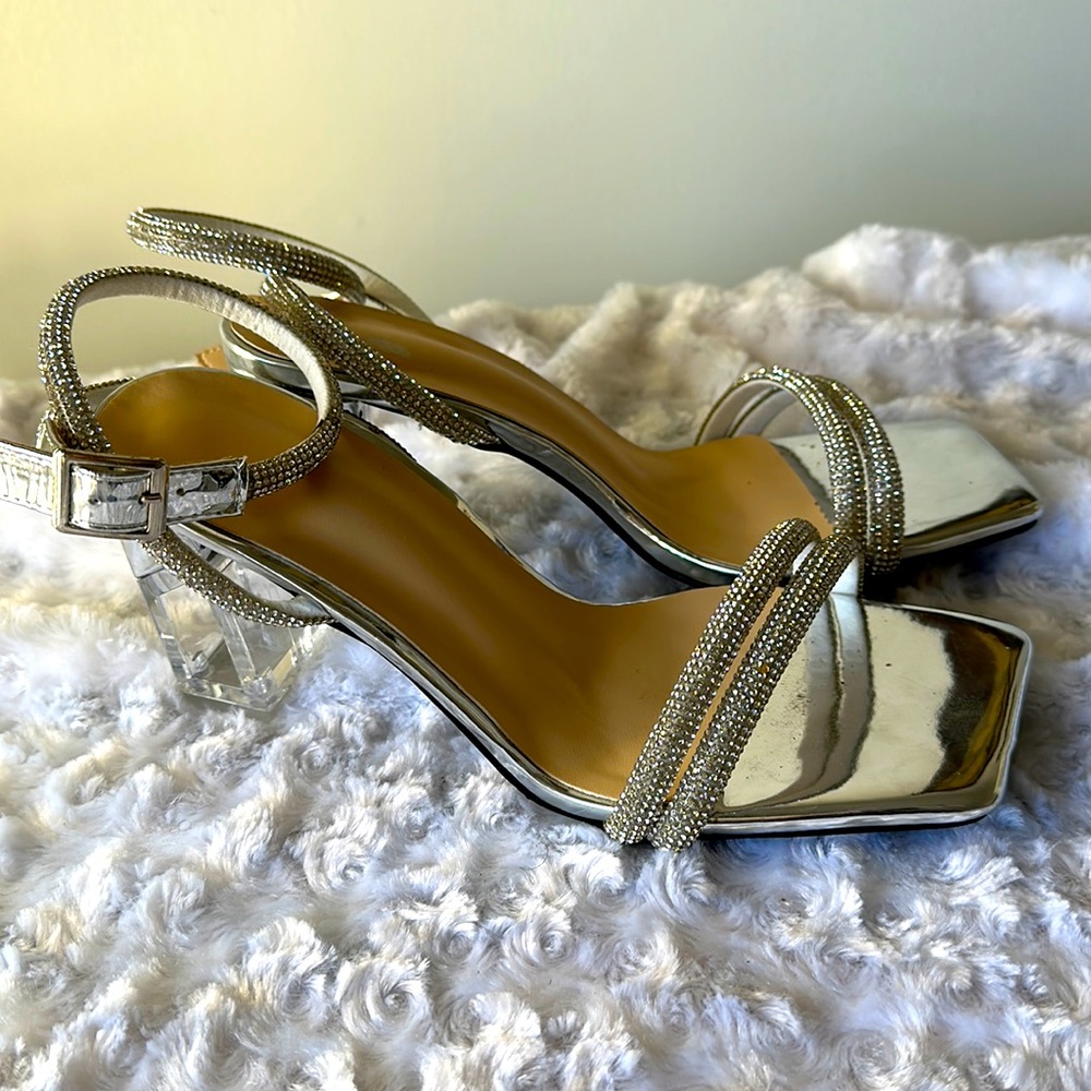 Silver straps heels